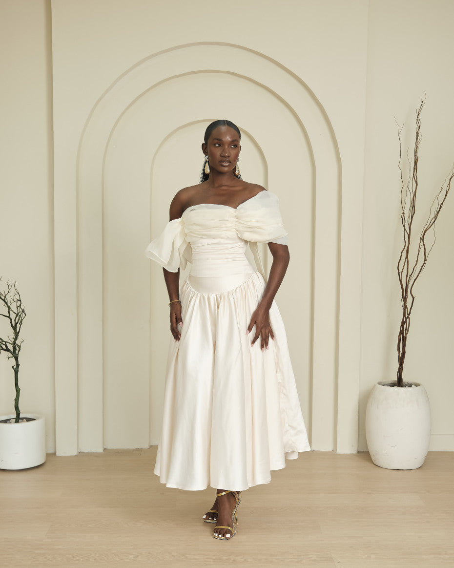 Debra Double Off-Shoulder with mesh sleeves
