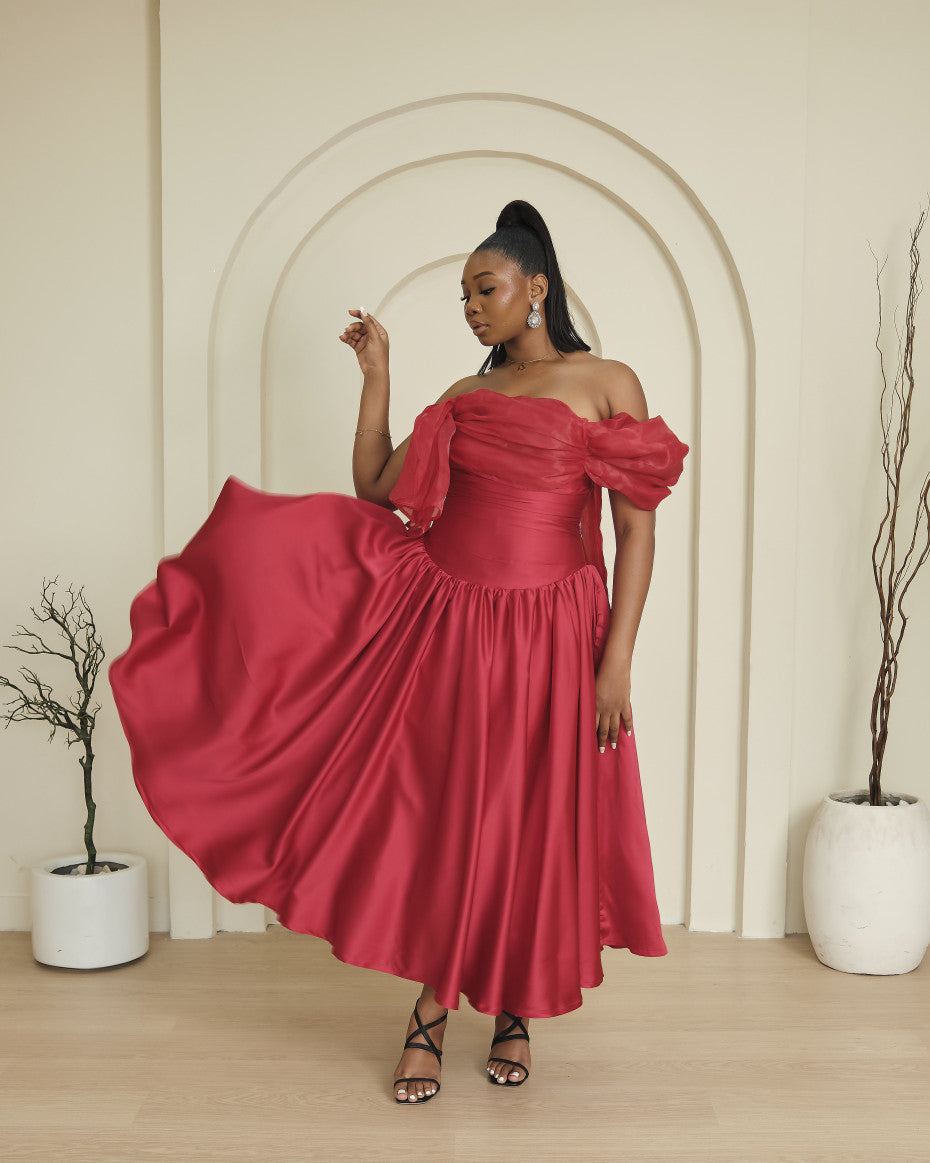 Debra Double Off-Shoulder with mesh sleeves